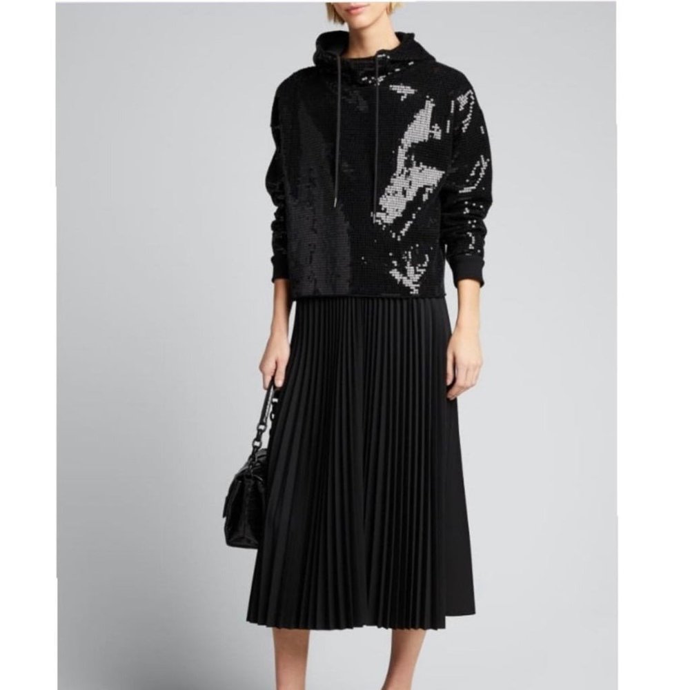 Alice Olivia Niki Sweater Sequin Funnel Neck Hoodie
